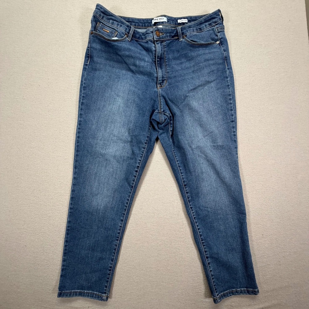 Nine West Gramercy Crop Jeans Womens‎ 16 Good Blue Medium Wash Stretch Denim